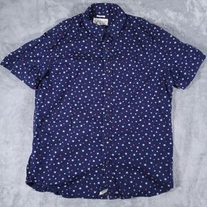 Denim & Supply Shirt Mens Large Navy‎ Blue Short Sleeve Stars AOP Ralph Lauren
